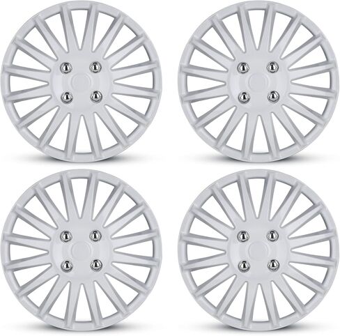 AUTOWIKI Hubcaps 14 Inch 4 Pcs Wheel Covers Compatible with 14" Cars SUV Truck Wheels (Style 5049 - Silver) in Kuwait