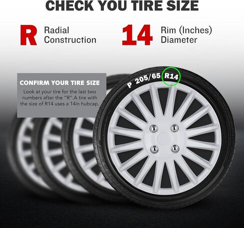 AUTOWIKI Hubcaps 14 Inch 4 Pcs Wheel Covers Compatible with 14" Cars SUV Truck Wheels (Style 5049 - Silver) in Kuwait