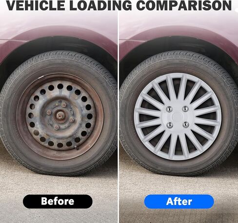 AUTOWIKI Hubcaps 14 Inch 4 Pcs Wheel Covers Compatible with 14" Cars SUV Truck Wheels (Style 5049 - Silver) in Kuwait