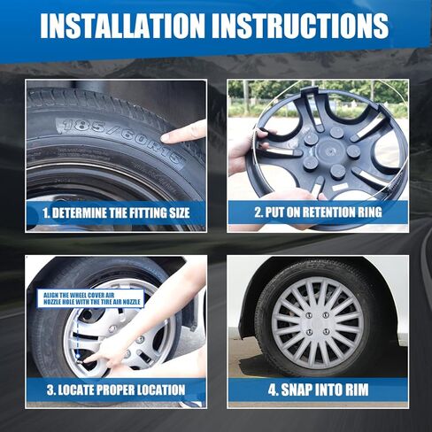 AUTOWIKI Hubcaps 14 Inch 4 Pcs Wheel Covers Compatible with 14" Cars SUV Truck Wheels (Style 5049 - Silver) in Kuwait