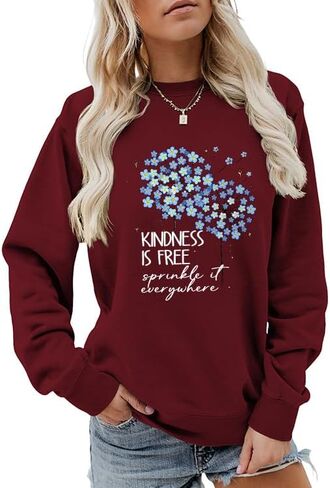 Kindness Is Free Sweatshirts for Women, Be Kind Pullover Crewneck Teacher Inspirational Sayings Long Sleeve Tops in Saudi Arabia