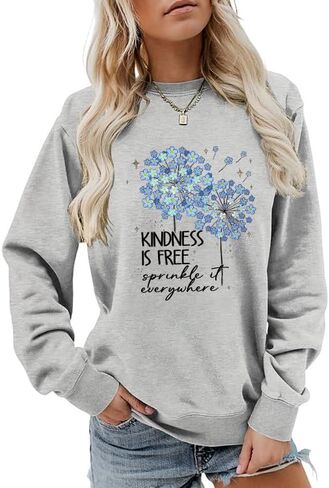 Kindness Is Free Sweatshirts for Women, Be Kind Pullover Crewneck Teacher Inspirational Sayings Long Sleeve Tops in Saudi Arabia