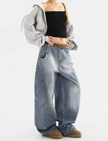 Barrel Baggy Jeans for Women Men Wide Leg Low Rise Jeans Loose Oversized Boyfriend Pants Aesthetic Clothes in Saudi Arabia
