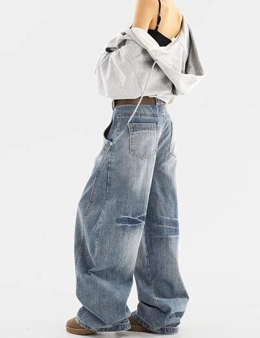 Barrel Baggy Jeans for Women Men Wide Leg Low Rise Jeans Loose Oversized Boyfriend Pants Aesthetic Clothes in Saudi Arabia