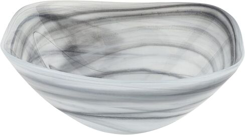WORLD GIFTS Elegant and Modern Murano Style Art Glass Colorful Centerpiece Squarish Bowl for Home Decor (Pair of Gray Alabaster, 6") in Saudi Arabia