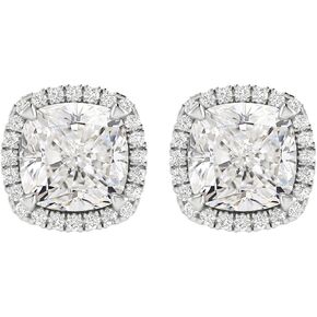 1 to 6 Carat IGI CERTIFIED LAB GROWN Cushion Halo Diamond Earrings 14K Gold Value Collection Screw Back Screw Back (I-J Color SI1-SI2 Clarity) in Saudi Arabia