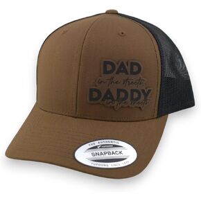 Dad in The Streets Daddy in The Sheets Trucker Hat - Adjustable Babseball Cap with Leather Patch in Saudi Arabia