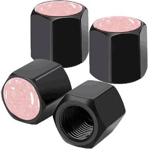 Tire Valve Stem Caps 4 Pack, Car Wheel Stem Caps,Aluminum Air Valve Covers Universal Fit for Cars, SUVs,Trucks, Bikes, and Motorcycles(Pink Glitter) in Saudi Arabia
