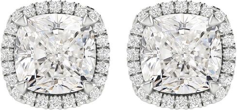 1 to 6 Carat IGI CERTIFIED LAB GROWN Cushion Halo Diamond Earrings 14K Gold Value Collection Screw Back Screw Back (I-J Color SI1-SI2 Clarity) in Saudi Arabia