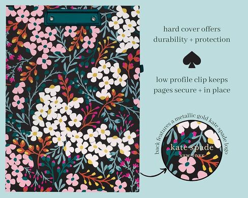 Kate Spade New York Clipboard Folio with Low Profile Clip, Professional Padfolio Includes Lined Notepad, Pen Loop, and Pocket, Grand Plaid Duo in Saudi Arabia