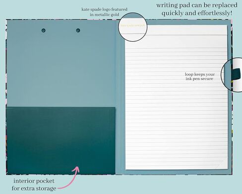 Kate Spade New York Clipboard Folio with Low Profile Clip, Professional Padfolio Includes Lined Notepad, Pen Loop, and Pocket, Grand Plaid Duo in Saudi Arabia