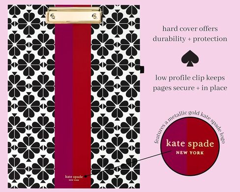Kate Spade New York Clipboard Folio with Low Profile Clip, Professional Padfolio Includes Lined Notepad, Pen Loop, and Pocket, Grand Plaid Duo in Saudi Arabia