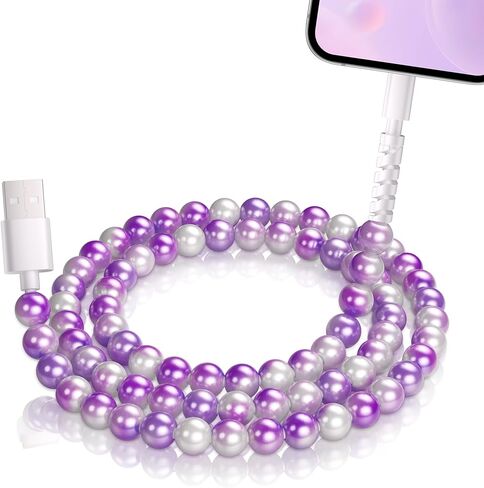 Coolden for iPhone Charger Cord 6.6 FT Charging Cable 66W iPhone Charger Fast Charging Stylish & Durable Beaded iPhone Charger Cable for iPhone 14 13 12 11 Pro Max XR XS Max iPad Pro/Air/Mini Pink in Saudi Arabia