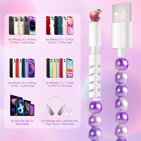 Coolden for iPhone Charger Cord 6.6 FT Charging Cable 66W iPhone Charger Fast Charging Stylish & Durable Beaded iPhone Charger Cable for iPhone 14 13 12 11 Pro Max XR XS Max iPad Pro/Air/Mini Pink in Saudi Arabia