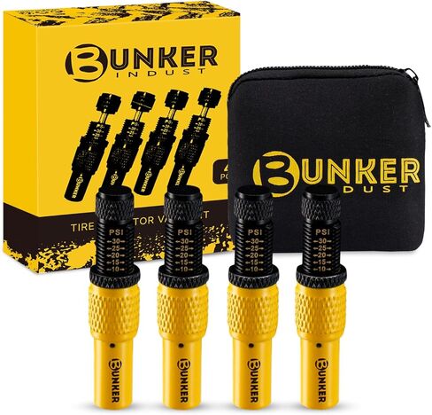 BUNKER INDUST Adjustable Auto-Stop Offroad Tire Air Deflator Kit, 4 PCS Tire Air Down Valve(10-30 PSI) / 1 PCS Multifunctional LED Light Features Safety Whistle and Bottle Opener/Carrying Case in Kuwait