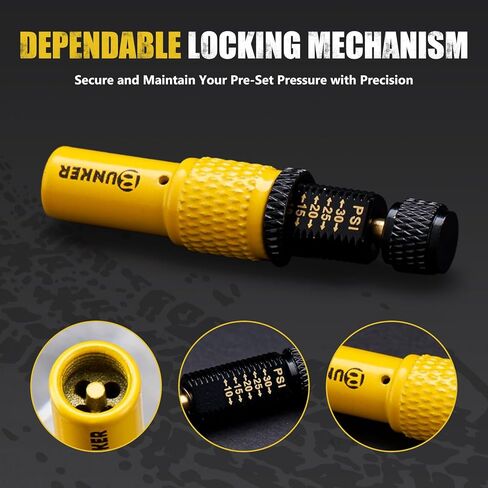 BUNKER INDUST Adjustable Auto-Stop Offroad Tire Air Deflator Kit, 4 PCS Tire Air Down Valve(10-30 PSI) / 1 PCS Multifunctional LED Light Features Safety Whistle and Bottle Opener/Carrying Case in Kuwait