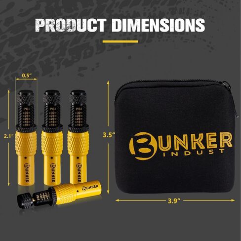 BUNKER INDUST Adjustable Auto-Stop Offroad Tire Air Deflator Kit, 4 PCS Tire Air Down Valve(10-30 PSI) / 1 PCS Multifunctional LED Light Features Safety Whistle and Bottle Opener/Carrying Case in Kuwait