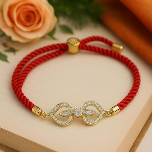 Elegant BLUE Thread Designer Rakhi Bracelet with Gold-Tone Crystal Centerpiece for Men – Handmade Raksha Bandhan Gift in Kuwait