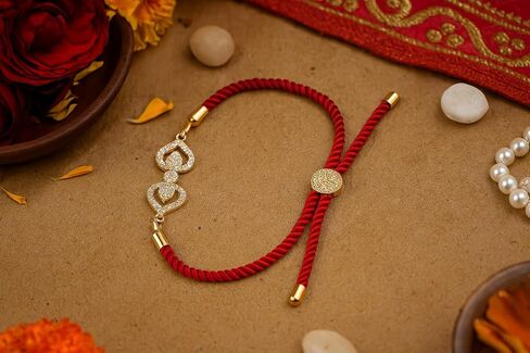 Elegant BLUE Thread Designer Rakhi Bracelet with Gold-Tone Crystal Centerpiece for Men – Handmade Raksha Bandhan Gift in Kuwait