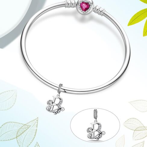 سحر رسالة روز لأساور باندورا والقلائد ، الأحرف الأولى من A-Z ، 925 sterling Silver Charms المجوهرات in Kuwait