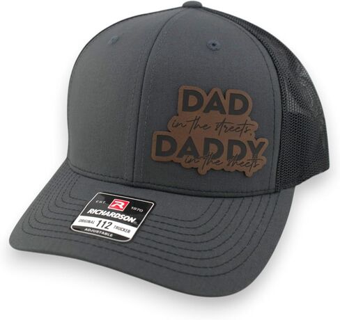 Dad in The Streets Daddy in The Sheets Trucker Hat - Adjustable Babseball Cap with Leather Patch in Saudi Arabia