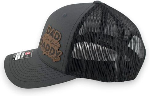 Dad in The Streets Daddy in The Sheets Trucker Hat - Adjustable Babseball Cap with Leather Patch in Saudi Arabia