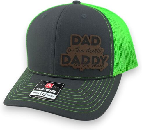Dad in The Streets Daddy in The Sheets Trucker Hat - Adjustable Babseball Cap with Leather Patch in Saudi Arabia