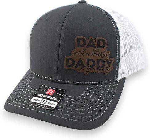 Dad in The Streets Daddy in The Sheets Trucker Hat - Adjustable Babseball Cap with Leather Patch in Saudi Arabia