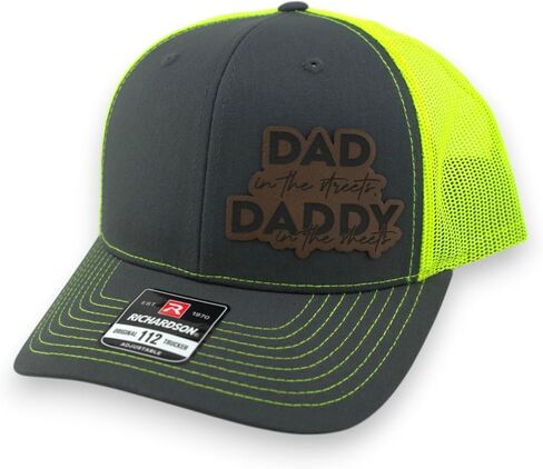 Dad in The Streets Daddy in The Sheets Trucker Hat - Adjustable Babseball Cap with Leather Patch in Saudi Arabia