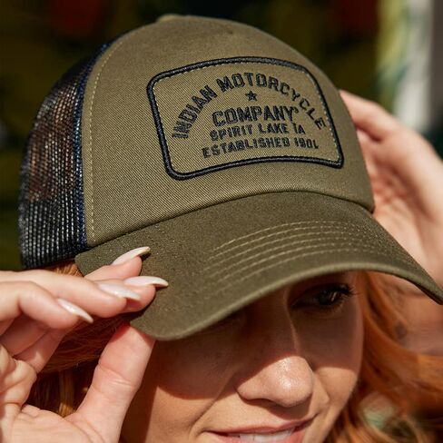 Indian Motorcycle Est. 1901 IMC Cap, Khaki Cotton and Polyester Mesh, Snapback Closure - 2833315 in Saudi Arabia
