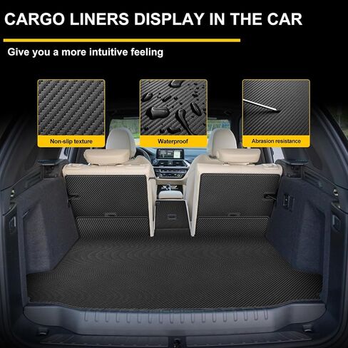 لعام 2019-2024 2025 2026 BMW X7 Trunk Mat & Backrest حصيرة- مخصصة لبطانة البضائع الجلدية PU المخصصة وحامي مسند الظهر الخلفي- جميع الحصير البضائع الطقس لـ BMW X7 2019-2025 2026 in Kuwait