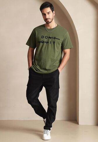 Aiyino Men's Graphic Tees Short Sleeve Don't Quit Letter Print Top Crewneck Casual Regular T-Shirt for Men in Saudi Arabia