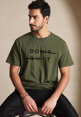 Aiyino Men's Graphic Tees Short Sleeve Don't Quit Letter Print Top Crewneck Casual Regular T-Shirt for Men in Saudi Arabia