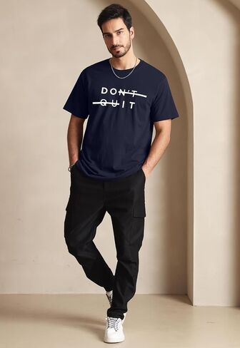 Aiyino Men's Graphic Tees Short Sleeve Don't Quit Letter Print Top Crewneck Casual Regular T-Shirt for Men in Saudi Arabia