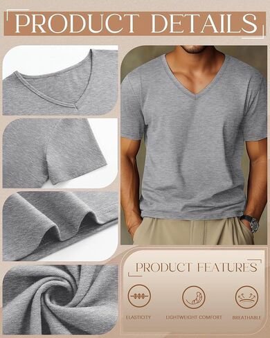 3 Pack Men's Big and Tall Cotton Shirts M-7XL Soft V Neck Shirt Plus Size Short Sleeve Tee Summer Casual Tops in Saudi Arabia