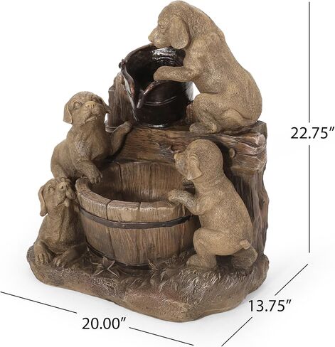 Hand Crafted Weather Resistant Floor Fountain with Light, 22.75" High, Light Brown in Kuwait