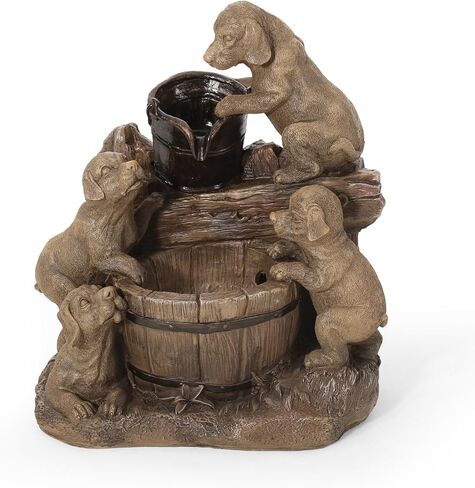 Hand Crafted Weather Resistant Floor Fountain with Light, 22.75" High, Light Brown in Kuwait