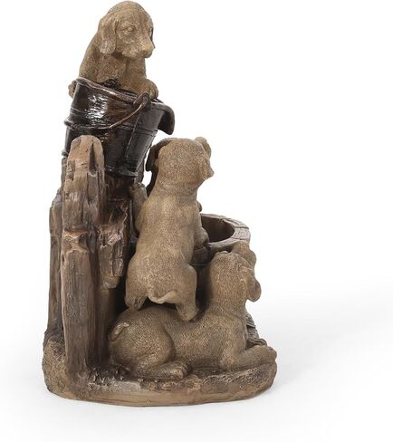 Hand Crafted Weather Resistant Floor Fountain with Light, 22.75" High, Light Brown in Kuwait