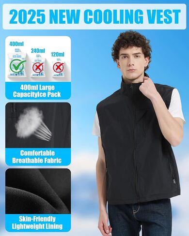 Work Cooling Vest for Men and Women, with 24 Ice Bags Cool Lightweight Fishing Vest, 6 Cooling Zones in Saudi Arabia