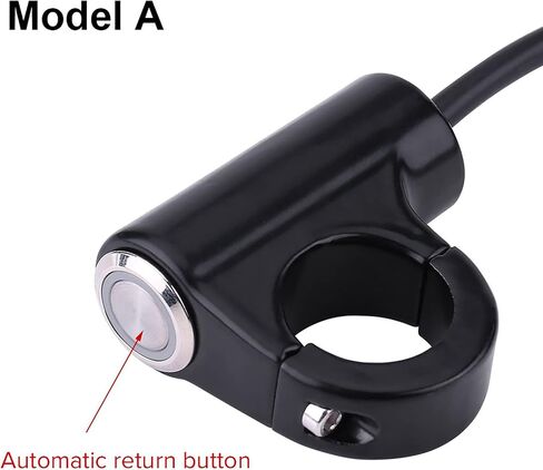 Motorcycle Handlebar Mount Button Switch 7/8" 22mm Motorcycle Push Start Button Horn Button Headlight Brake Fog Lights Automatic Return Button with Green Light Blue Ray Version(A) in Saudi Arabia