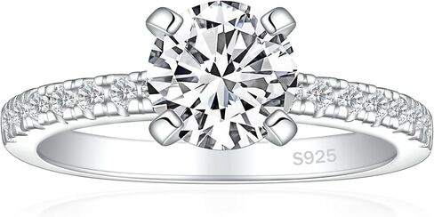 1.5/3CT 925 فضة خواتم الخطبة للنساء قطع مستديرة زركونيا خواتم الزفاف للنساء وعد خواتم لها حجم 4-12.5 in Kuwait