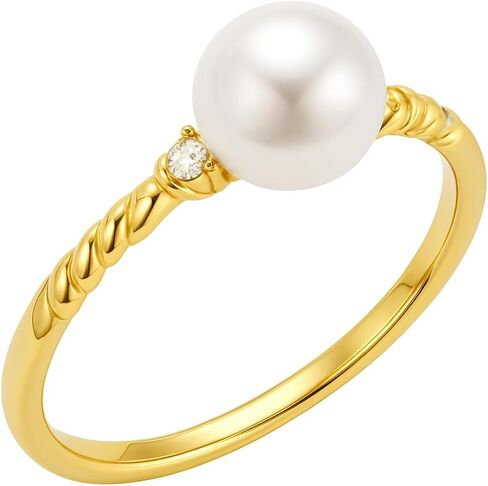 Pearl Ring for Women Dainty Faux Gold Pearl Ring FLower White Open Promise Rings Birthday Christmas Graduation Jewelry Gifts for Her Mom (R1) in Saudi Arabia