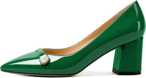 AUMOTED Women's Chunky Block Heel Pumps Pointed Toe Slip On Chunky Pearl Heels Ladies Work Office Dress Shoes 2.5 Inches in Saudi Arabia