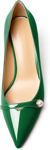 AUMOTED Women's Chunky Block Heel Pumps Pointed Toe Slip On Chunky Pearl Heels Ladies Work Office Dress Shoes 2.5 Inches in Saudi Arabia