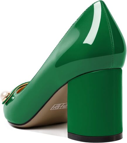 AUMOTED Women's Chunky Block Heel Pumps Pointed Toe Slip On Chunky Pearl Heels Ladies Work Office Dress Shoes 2.5 Inches in Saudi Arabia