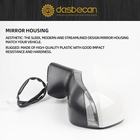 Dasbecan Driver Side Mirror White Compatible with 2020-2025 Toyota Corolla Left Door Rear view Mirror Heated Manual Fold Power Adjustment W/Blind Spot Detection Turn Signal Assembly 7PINS #87940-02920 in Saudi Arabia