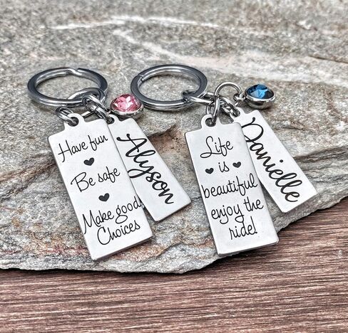 Teenage Girl Gift - First Time Driver - Sweet 16 Birthday - Personalized Keychain - Be Safe Key Chain - Pick your saying! in Saudi Arabia
