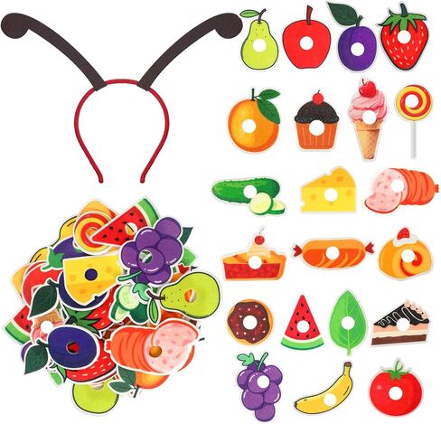 Caterpillar Costume Set Includes 1 Caterpillar Headband and 32 Pcs Self Adhesive Felt Foods Fruits Book Character Costume Accessory for First Day of School Reading Story Party in Saudi Arabia