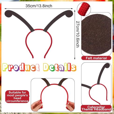 Caterpillar Costume Set Includes 1 Caterpillar Headband and 32 Pcs Self Adhesive Felt Foods Fruits Book Character Costume Accessory for First Day of School Reading Story Party in Saudi Arabia