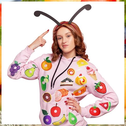 Caterpillar Costume Set Includes 1 Caterpillar Headband and 32 Pcs Self Adhesive Felt Foods Fruits Book Character Costume Accessory for First Day of School Reading Story Party in Saudi Arabia